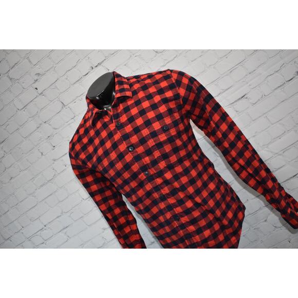 J Crew Flannel Dress Shirt Button Up Mens Size Large Red Blue Plaids Check - Picture 6 of 6